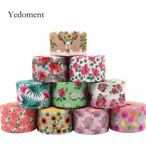 10 Yards 1.5'' 38MM Flowers Printed Grosgrain Ribbons For Hair Bows DIY Handmade Materials Y2020091805