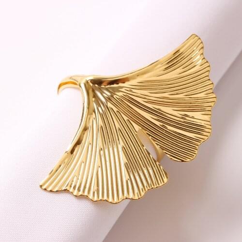 12PCS/Metal gold plating ginkgo leaf napkin ring table top decoration for party wedding banquet reception western food etiquette
