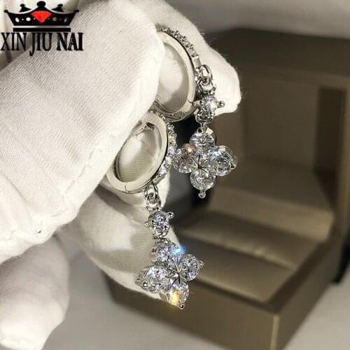 2020 Korean simple fashion jewelry round cut white clover ladies wedding pendant earrings