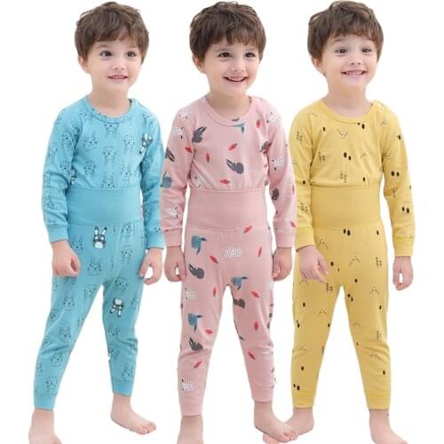 2021 Children Pajamas Sets Baby Girls Boys Pyjamas Kids Cotton Sleepwear Autumn Long-sleeves Nightwear Toddler Inflant Clothing