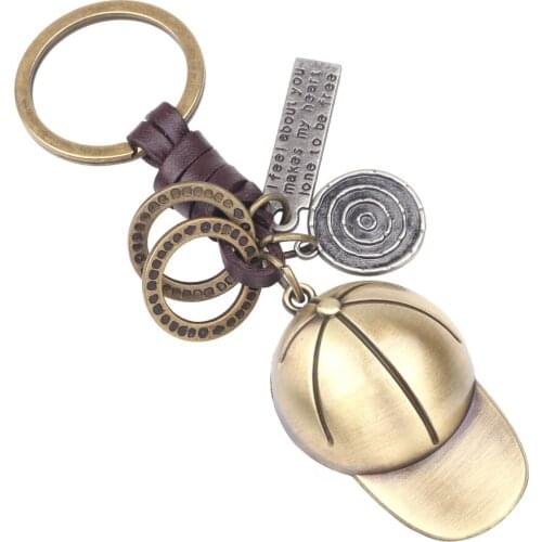 2019 Hat Cap Pendant Leather Keychain Keyring Animal Charms Norse Viking Amulet Key Ring Key Chain Jewelry Gift Bag Accessories