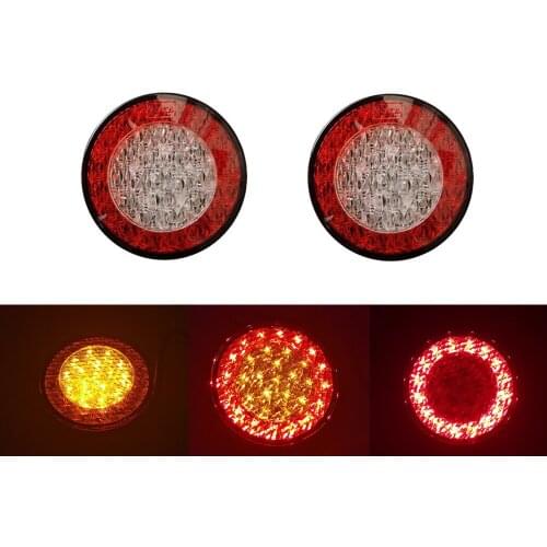 2x E4 95mm High bright Truck Round Tail Lights 12V Red Amber LED Tail Lamp For Trailer Lorry Bus Car Stop Turn Signal Back Light