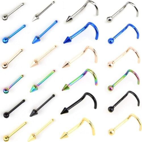 4 pcs/set Stainless Steel Septum Nose Ring Screw Lip Ring&Stud Tragus Eyebrow Piercing Earring Rings Body Jewelry Ombligo