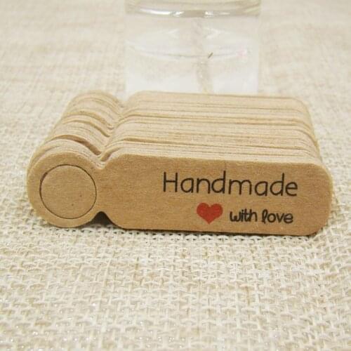 5*1.30cm 100pcs Kraft/white Wedding hang tag pinted handmade with love gift Tag for wedding/box/candy favors