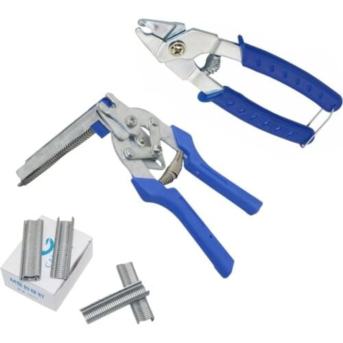 Animal Wire Cage Clamp Automatic Pliers/ Hog Ring Pliers + M Nails Bird Rabbit Cage Installation Tools Chicken Coop Equipment