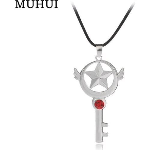 Free Shipping Anime Card Captor Sakura Magic Wand Necklace Crystal Key Pendant Women Jewelry Collares Collier B120