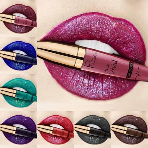 Flip Waterproof Liquid Matte Lipstick Cosmetics Long-Lasting Glitter Lips Gloss Beauty Makeup Diamond Lipgloss