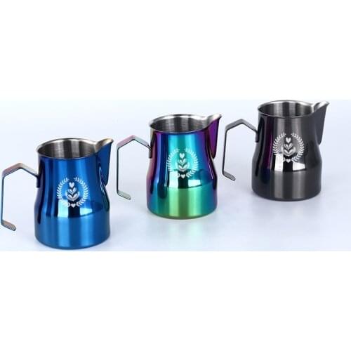 Coffee Garland Cylinder Italian Stainless Steel Pot-bellied Fancy Coffee Milk Cup Coffee Appliance Wholesale Milk Jug Tea Maker