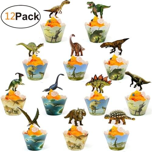 Dinosaur Cake Decor Dino Jungle Safari Birthday Cupcake Topper Dino Jurassic World Roar Happy Birthday Party Decor Kids Boy 1st