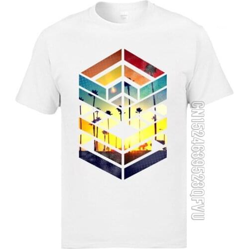 Free Shipping Mens Good Quality Short Sleeve Tee Shirts Geometry Sunset Scenery Holiday T Shirts Leisure Brand Clothing Shirts