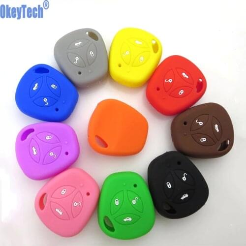 OkeyTech 3 BTN Silicone Rubber Car Remote Key Fob Cover Case Set Protector For LADA Priora Sedan Sport Kalina Granta Vesta X-Ray
