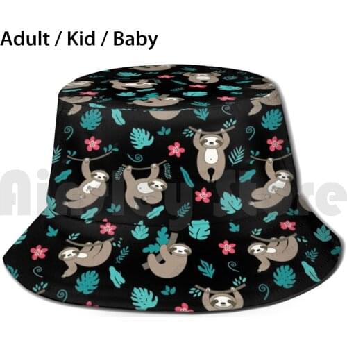 Cute Sloth Pattern Sun Hat Foldable UV Protection Sloth Baby Sloth Animal My Spirit Animal Relaxing Sloth Lazy