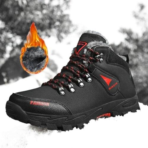 High Quality Men Hiking Shoes Winter Plush Snow Boots Comfortable Outdoor Mens Sport Trekking Mountain Boots Climbing Sneakers