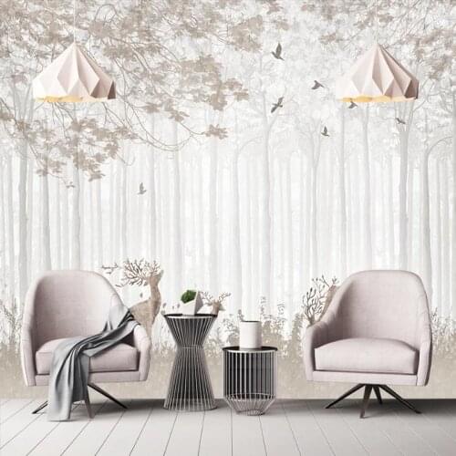 Custom Any Size Mural Wallpaper 3D Hand Painted Woods Sika Deer Background Wall Decor Living Room Bedroom Papel De Parede Sala