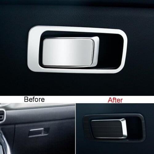Tonlinker Interior Car Gloves Box Cover sticker For Geely SX11 Coolray 2018-20 Car styling 2 Pcs Stainless steel Cover Sticker