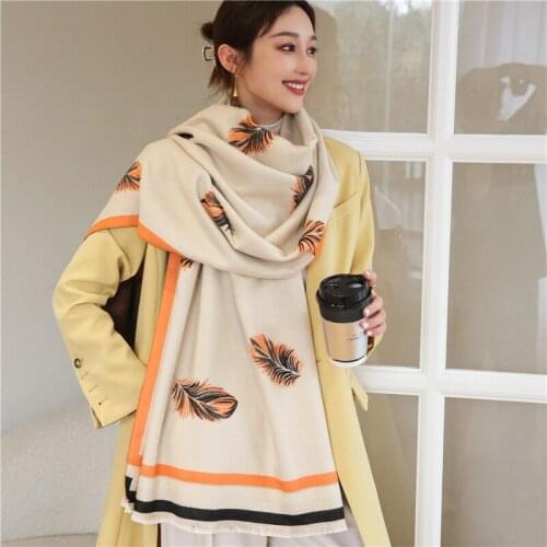 2021 New Thick Warm Cashmere Scarf for Women Elegant Print Pashmina Female Double-sided Large Bufanda Shawls and Wraps