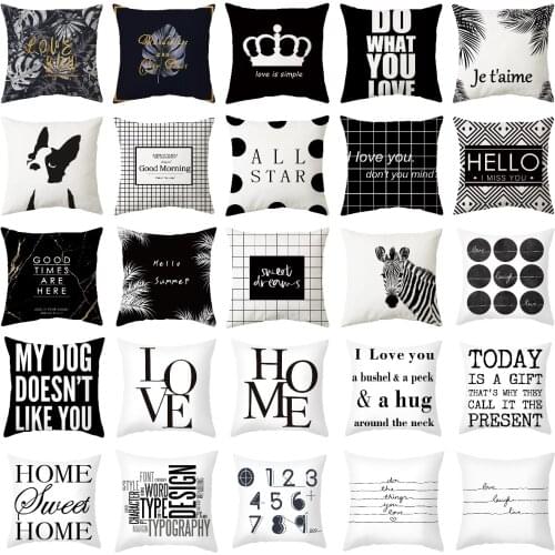 2021 New Nordic Black White Geometry Letters Phrases Print Cushions Case Decorative Pillows Cover Livingroom Sofa Throw Pillows