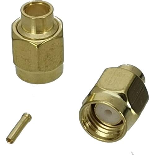 10pcs Connector RP.SMA male jack solder RG402 0.141" Semi-rigid cable straight