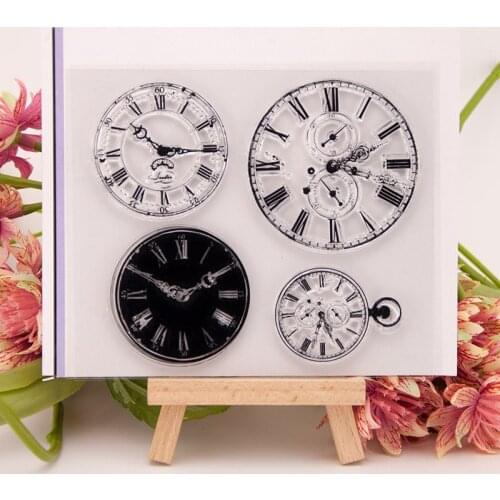 CLEAR STAMP Background Clocks Watches DIY Scrapbook Card Album Paper Craft Silicon Rubber Roller Transparent Stamps