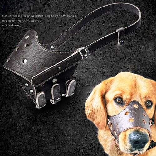 Adjustable Breathable Mask PU Leather Pet Dog Muzzle Anti Bark Bite Chew Safety for Small Large Dogs Mouth Soft Muzzles Training