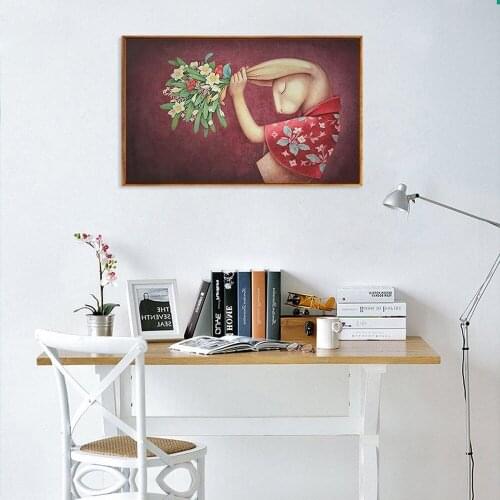 Retro Cartoon Rabbit Lady Canvas Oil Painting Anthropomorphic Miss Rabbit Animal Poster Living Room Wall Art Painting Pictures