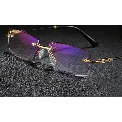 Luxury Diamond Cut Reading Glasses Women Rimless Gold Frame Delicate Design Fashion Anti-blu Anti Fatigue +1 +1.5 +2 +2.5 to +4