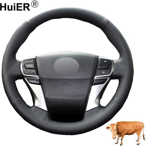 Hand Sewing Car Steering Wheel Cover Top Layer Cow Leather Volant For Toyota Reiz Mark X 2009 2010 2011 2012 2013 2014 2015