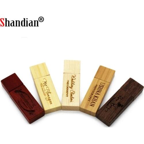 SHANDIAN freecustom logo wooden Usb Flash drive customer LOGO pendrive 4GB 8GB 16GB 32GB 64GB U disk Memory Stick