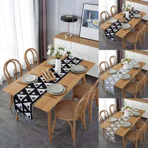 Modern Cotton and linen Table Runner For Wedding Party Chirstmas Cake Floral Flannel Tablecloth Decoration