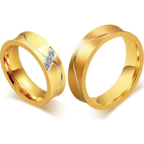Tassina couple rings for lovers wedding couple ring for women men gold color summer style cubic zirconia jewelry TACR-033