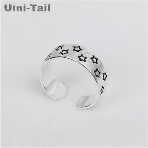 Uini-Tail hot new 925 sterling silver five-pointed star retro personality open ring simple fashion temperament elegant jewelry