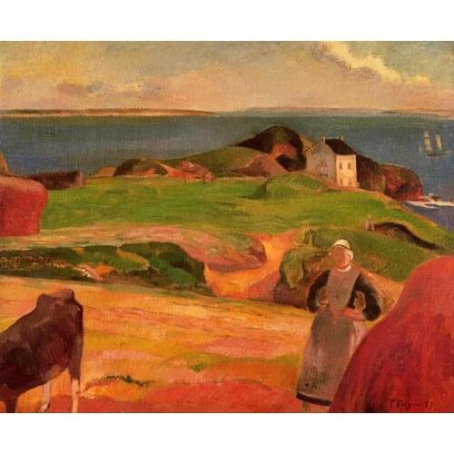 High quality Oil painting Canvas Reproductions Landscape at Le Pouldu, the isolated house (1889) by Paul Gauguin hand painted