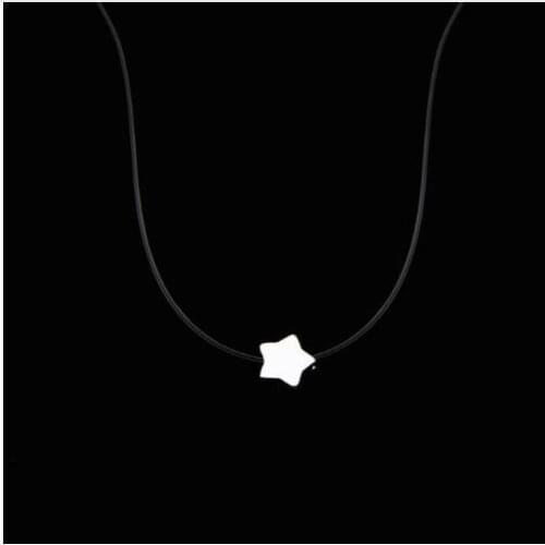 Female Transparent Fishing Line Necklaces Invisible Stars Heart Women Pendant Rhinestone Choker Necklace Collier Femme