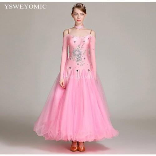 Ballroom Dress Woman Dance Costumes Dress Elegant Pink Green Professional Waltz Flamenco Tango Ballroom Dresses