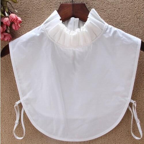 Star with The Same Paragraph White Wooden Ear Fake Neck Female Half High Lotus Leaf Lace Shirt Accessories Fake Collar