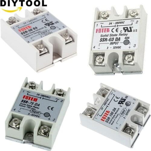 1PCS Solid state relay SSR-100DA SSR-75DA SSR-60DA SSR-50DA 100A 75A 60A 50A actually 3-32V DC TO 24-380V 100DA 75DA 60DA 50DA