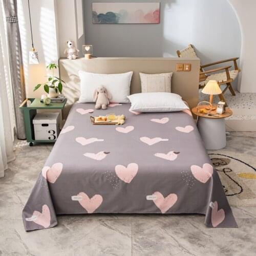 1pc Heart Flat Sheet 100%Cotton Fresh Flower Star Print Bedlinen Mattress Cover For 0.9m Single Doulbe King Bed Home Textile