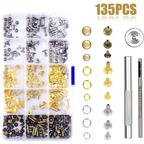 135Pcs Leather Craft Snap Fasteners Snaps Buttons Kit Fixing Hat Rivet Tool
