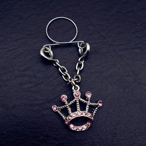 2pcs Sexy Non pierced Clip On Nipple Ring Jewelry Fake Nipple Shield pink crown Dangle Adjustable Body Jewelry
