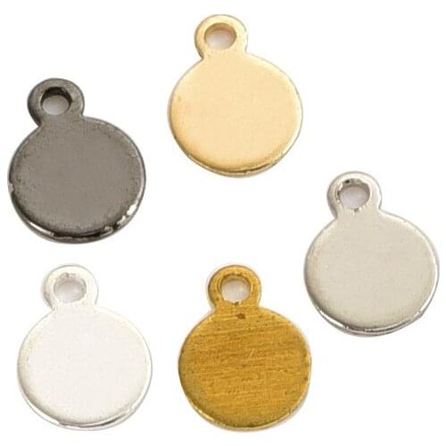 50PCS / 10X12mm 5-color round sequin disc blank brass ornament, used for DIY jewelry DIY blank pendant