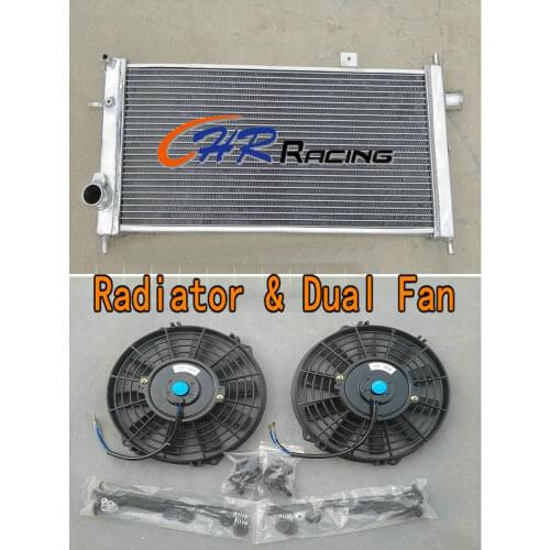 42mm Aluminum Radiator + 2 Fan For Opel Vauxhall Nova GTE GSi 2.0 16v Turbo