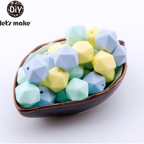 Let’ s Make 50pc Baby Teethers Bpa Free 14mm Octagonal Silica Beads Diy Nursing Bracelet Food Grade Teething Toys Silicone Beads
