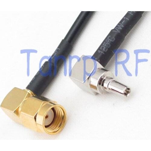 6in CRC9 male to RP-SMA male both right angle RF connector adapter 15CM Pigtail coaxial jumper cable RG174 extension