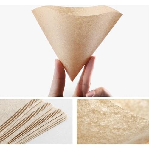 80pcs/Set Coffee Filter Papers For Coffee Machine Filter Papers Unbleached Original Wooden Drip Paper Cone Shape Coffee Tools