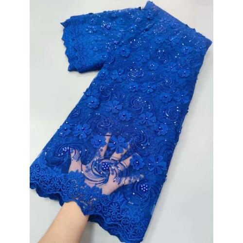 African Lace Fabric High Quality Heavy Beaded French Tulle Lace Fabric Nigeria Net Lace Fabric Sewing Material 5Yards