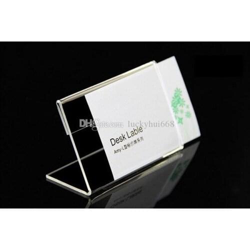Acrylic T1.3mm Clear Plastic Table Sign Price Tag Label Display Paper Promotion Card Holders L Shape name Card desk frame Stands