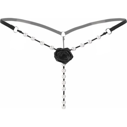 Brand Women Sexy Underwear Sexy G String Pearls Thongs Panties Women Intimates Lace Transparent Tanga Mujer Female