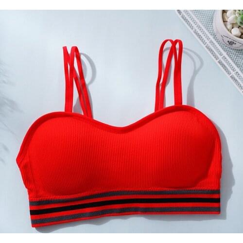 TJ-TianJun Seamless Breast Wrap Suspender Underwear Fashion Sports Vest Solid Color Girl Sport Bra Soft Breathble Detachable Pad