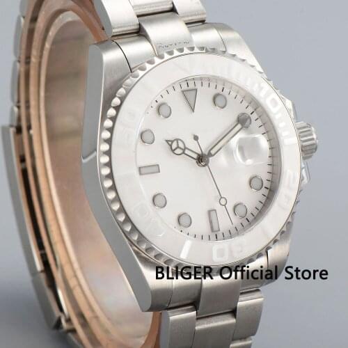 Luxury White Sapphire Glass Date MIYOTA Movement 43mm Mental Case SS Bracelet Deployment Clasp Mechanical Men Watches Nologo Dia