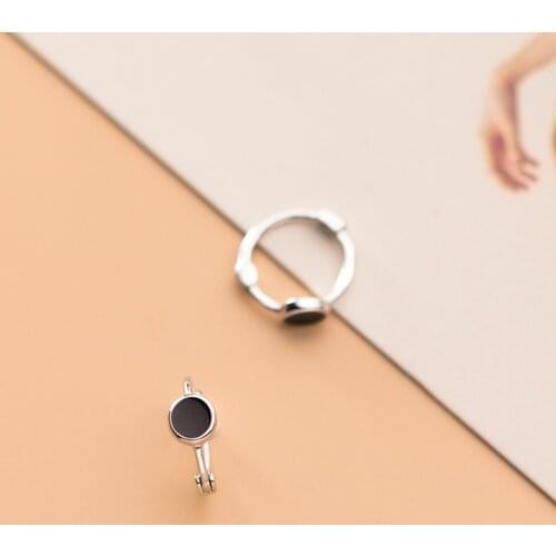 Colusiwei Authentic 925 Sterling Silver Black Enamel Round Classic Hoop Earring for Women Fashion Fine Jewelry Accessories